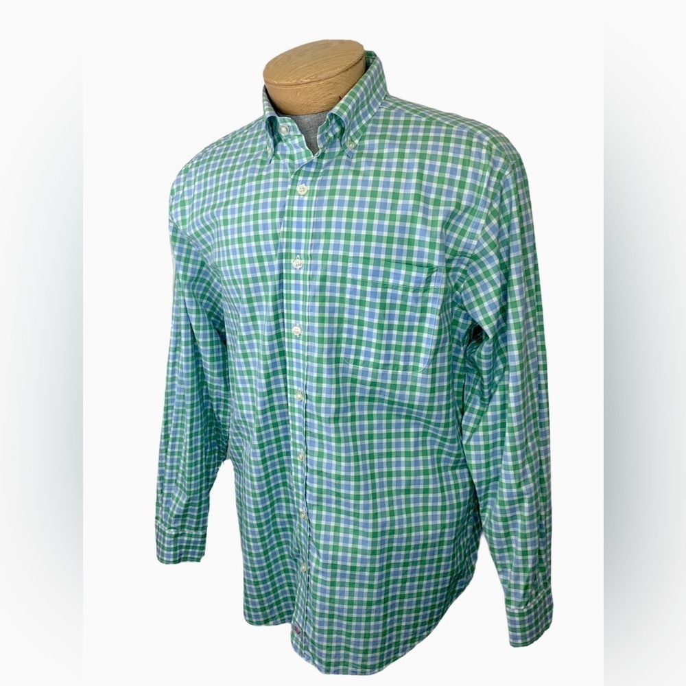 Vineyard Vines Long-sleeve Blue/Green Plaid Button-Down Shirt